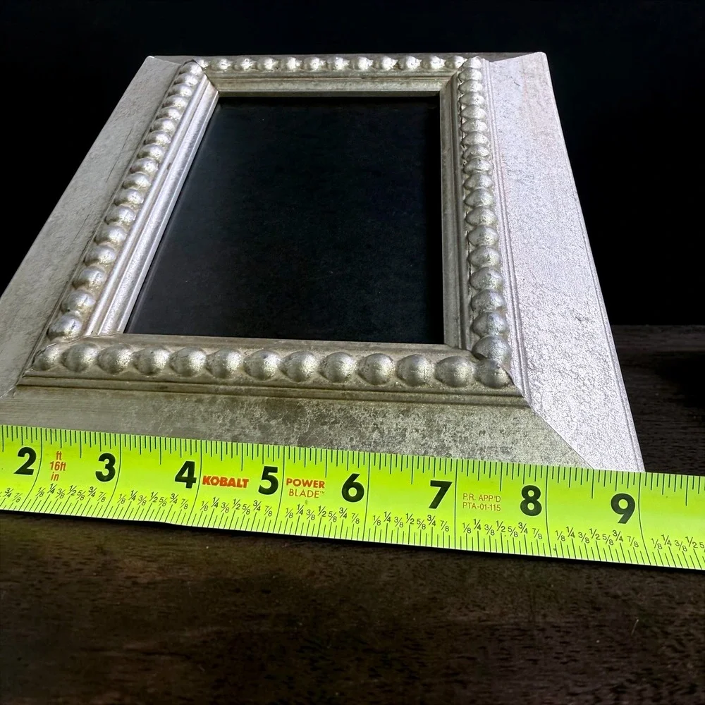 Set of 2 Champagne Silver Picture Frames Ornate Beaded 8x10 and 5x7 Decor